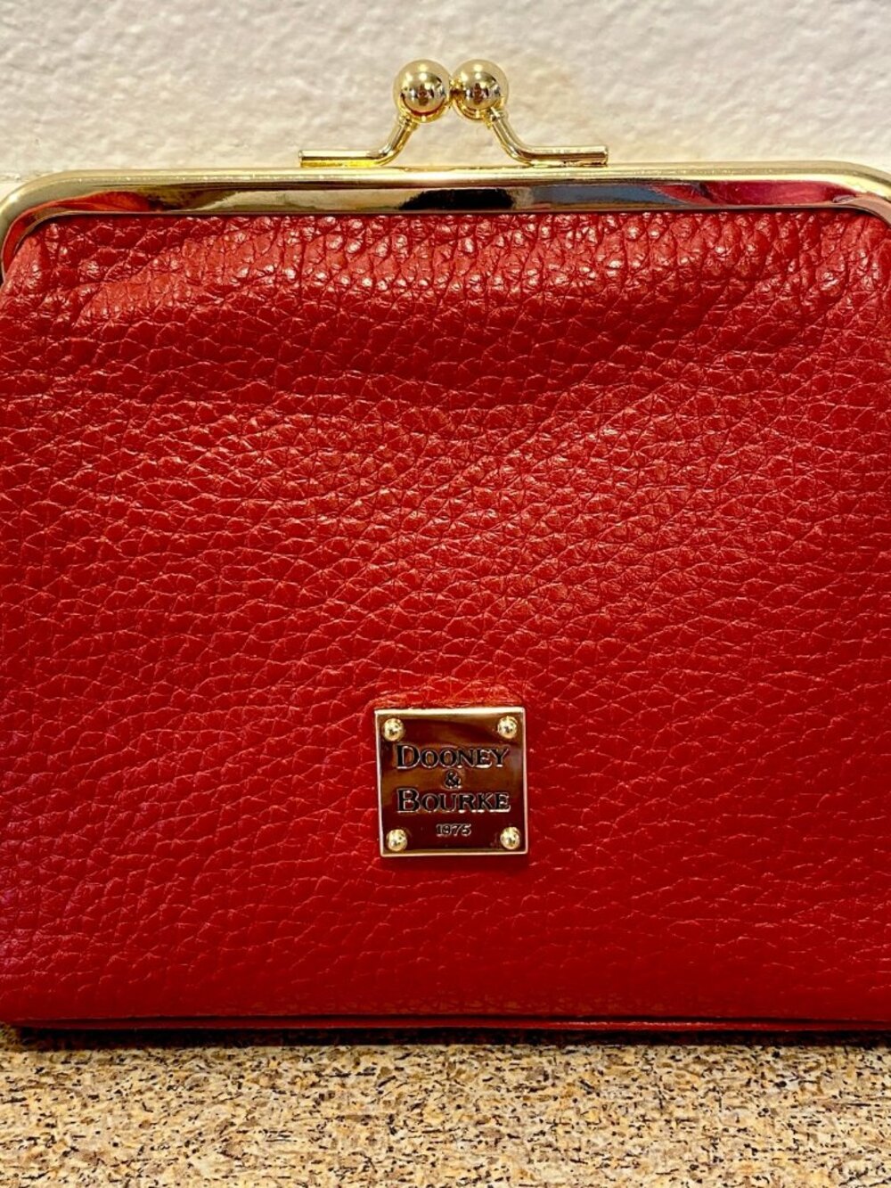 Dooney & Bourke Red Leather Kiss-Lock Coin Purse | Small Wallet